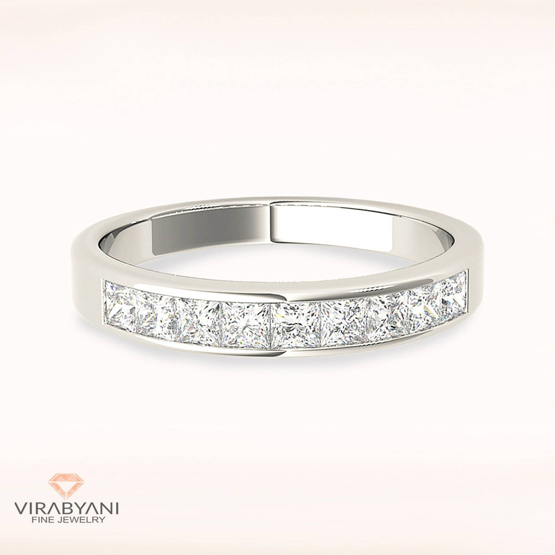 1.00 Ctw Princess Cut Diamant Hochzeitsband - 14K/18K Massives Weißgold/Platin| Channel Set Hochzeit Jubiläum Ring | Unsichtbares von VirabyaniFineJewelry