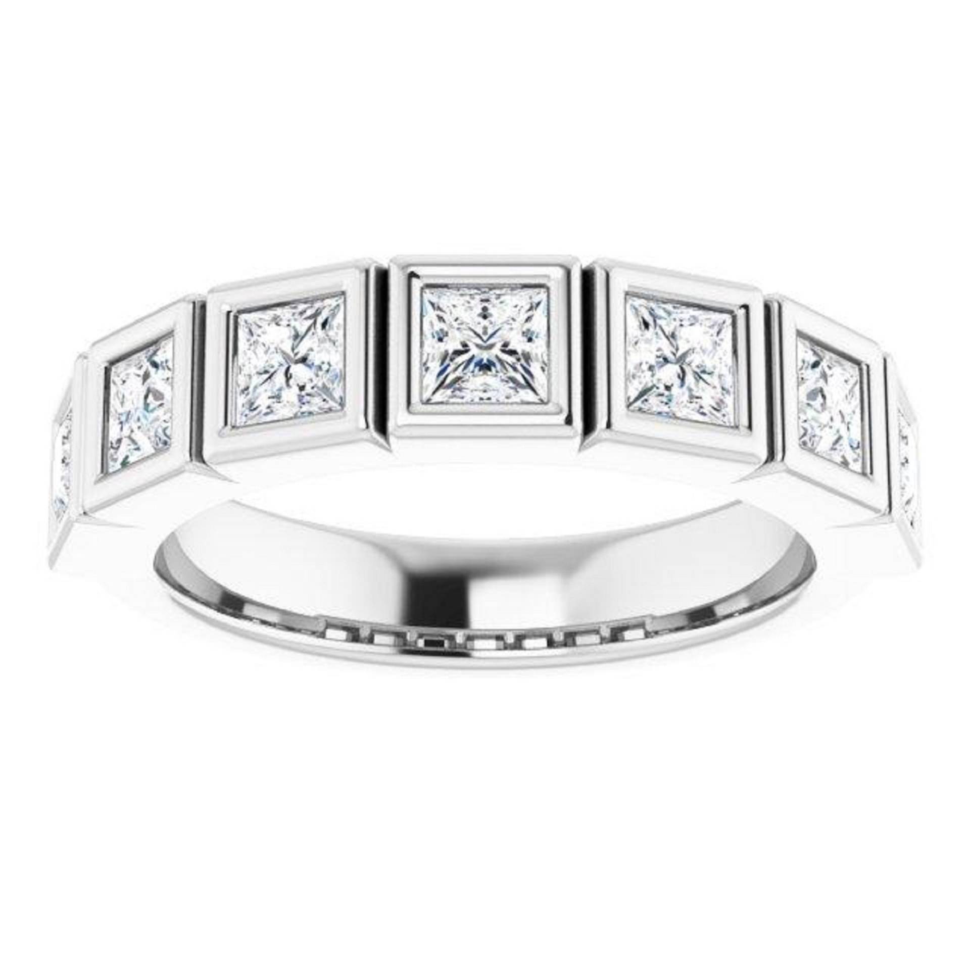 1.26 Ct. Princess Cut Diamant Ehering - 14K/18K Weiß, Gelb, Roségold Und Platin 950, Natürlicher Diamanten Jubiläumsring von VirabyaniFineJewelry