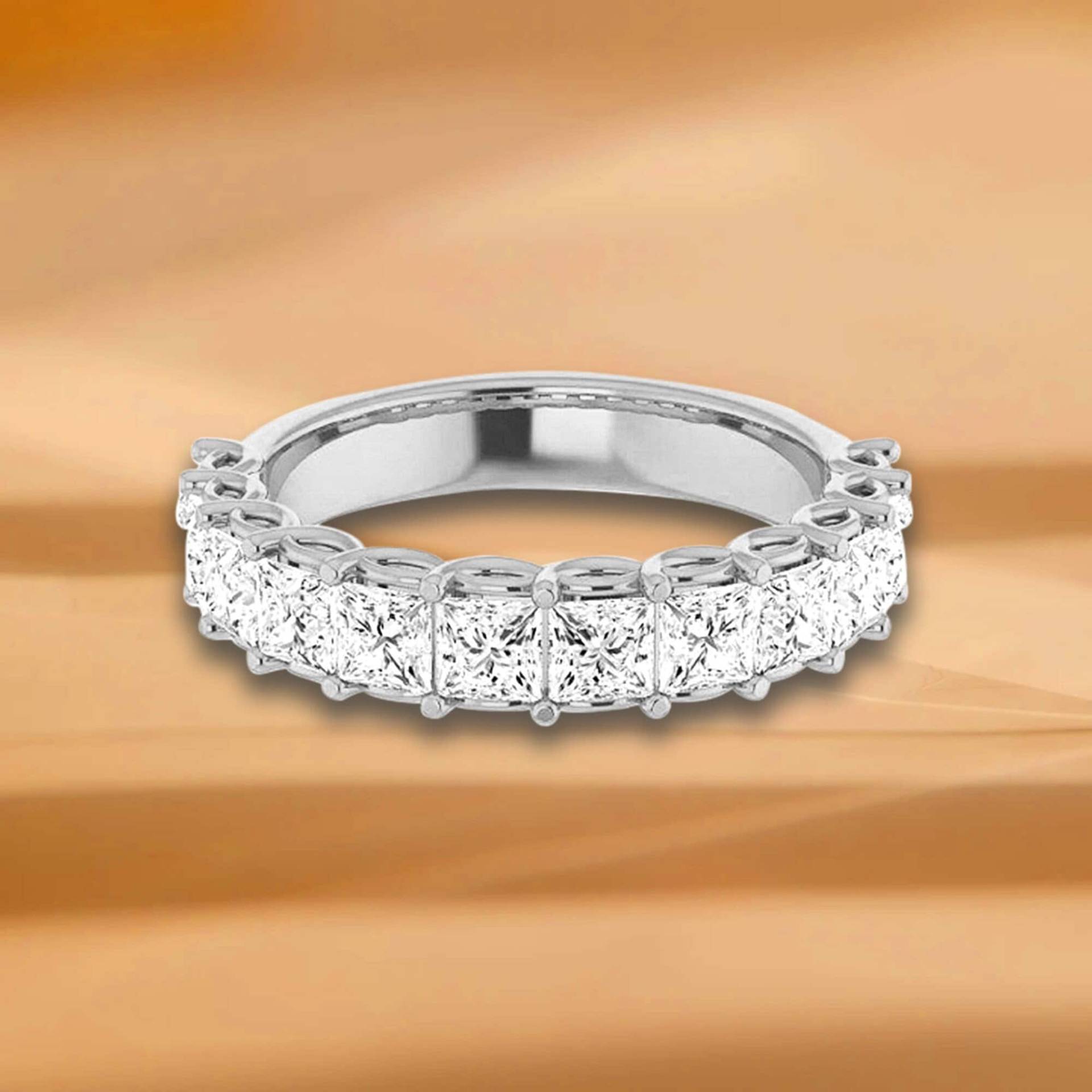 2, 16 Ct. Princess Cut Diamant Ehering - 14K/18K Weiß, Gelb, Roségold Und Platin 950, Natürliche Diamanten Jubiläumsring von VirabyaniFineJewelry