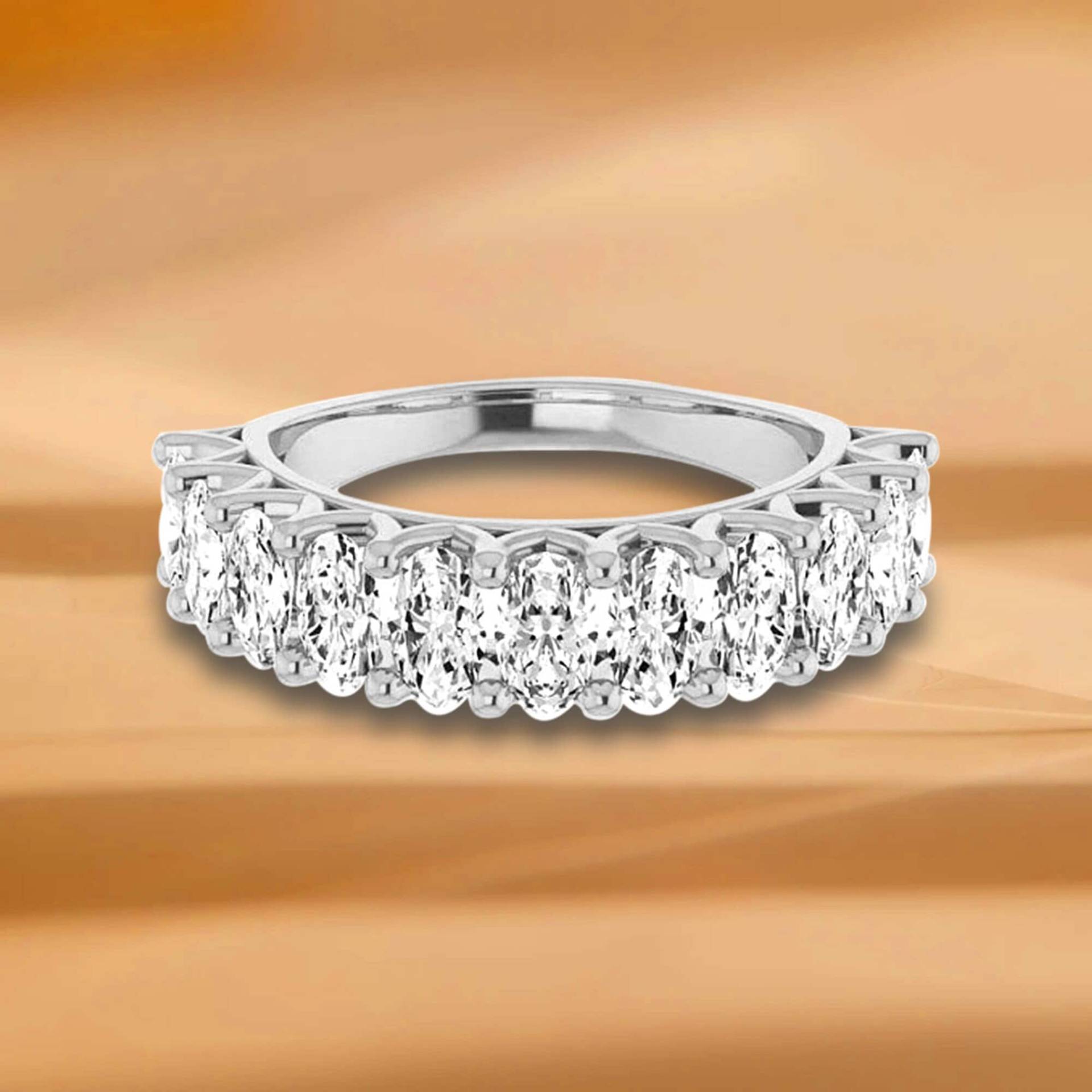 2, 31 Ct. Ovalschliff Diamant Ehering - 14K/18K Weiß, Gelb, Roségold Und Platin 950, Natürliche Diamanten Jubiläumsring von VirabyaniFineJewelry