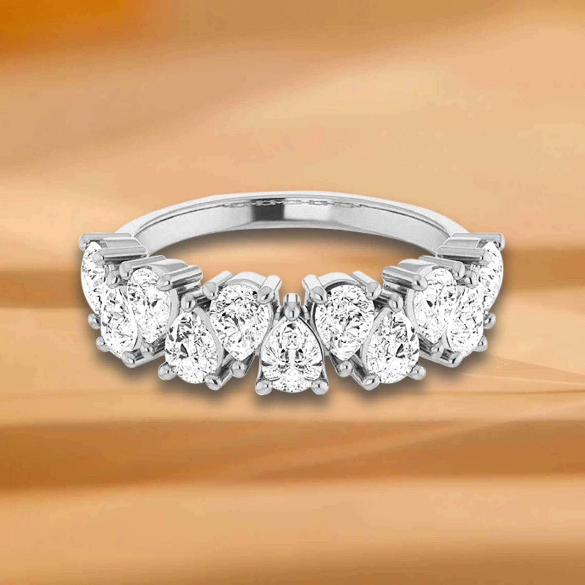 2, 31 Ct. Pear Cut Diamant Ehering - 14K/18K Weiß, Gelb, Roségold Und Platin 950, Natürliche Diamanten Jubiläumsring von VirabyaniFineJewelry