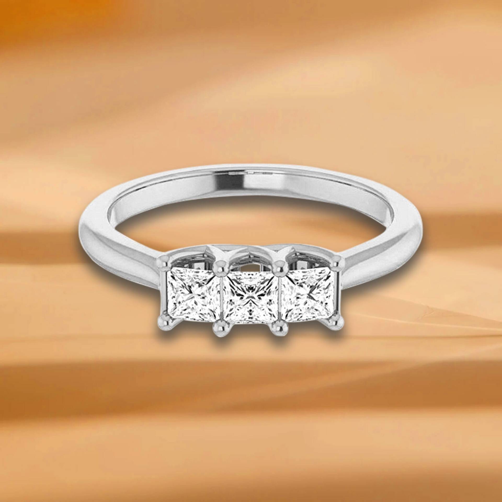 3 Stein 0, 54 Ct. Princess Cut Diamant Ehering - 14K/18K Weiß, Gelb, Roségold Und Platin 950, Natürliche Diamanten Jubiläumsring von VirabyaniFineJewelry