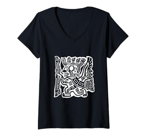 Damen Viracocha, Inka-Schöpfer, Gott, Stammeskunst, Design T-Shirt mit V-Ausschnitt von Viracocha