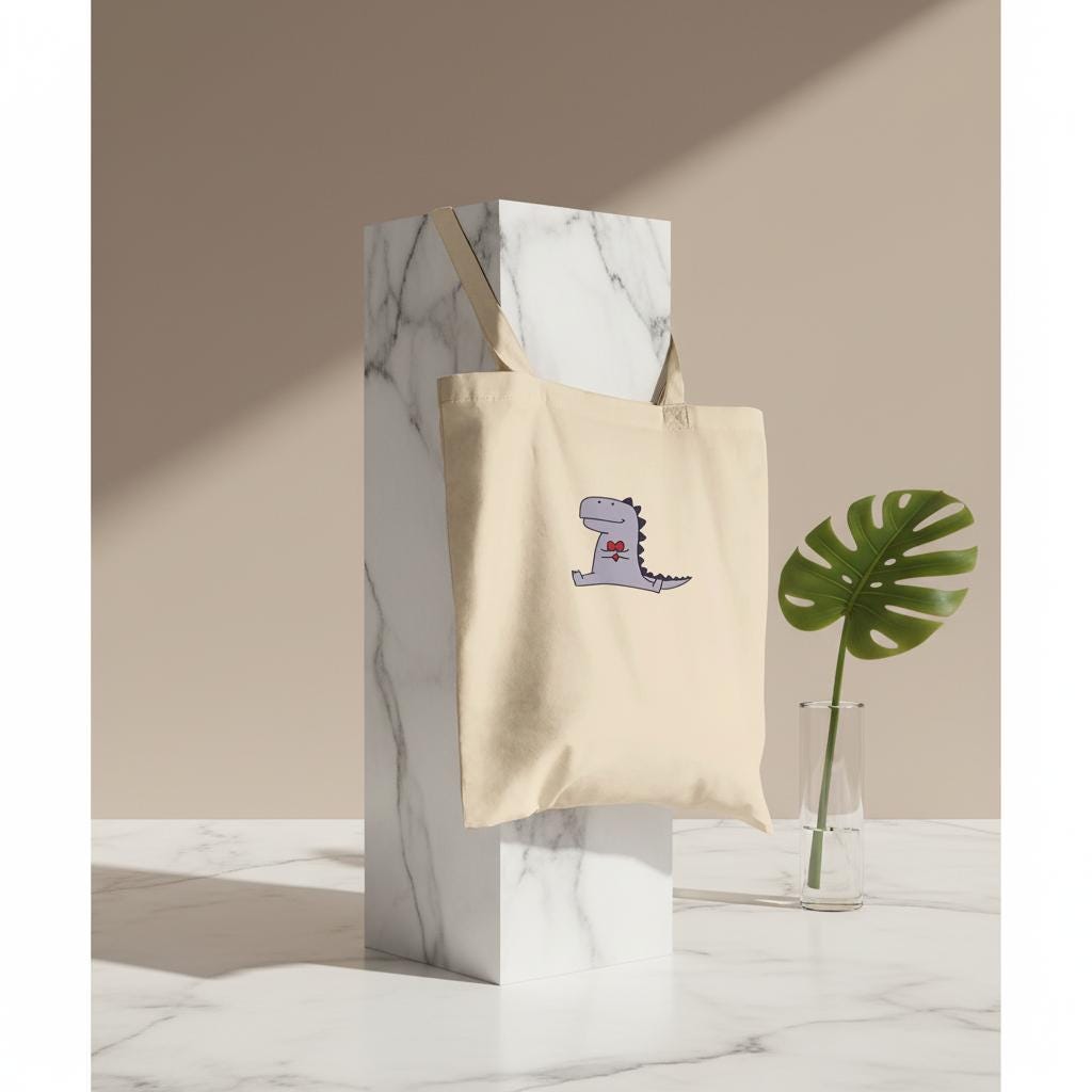 Dino Tote Bag | Baumwolltasche Mit Dinosaurier Motiv Jutebeutel Für Kinder Erwachsene Geschenkidee Fans von ViralLine