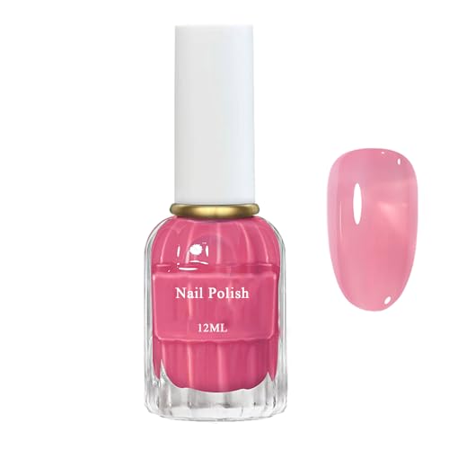 Jelly Rosa Wasserbasierte Schnelltrocknender Einfarbiger Nagellack - Transparent Nail Polish Quick Dry & langanhaltend - Pink Regular Nagellack für Frauen Mädchen (Transparent Rosa, 12ML) von Virellay