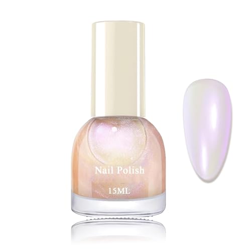 Lila Pearl Nagellack - Schimmernder Aurora Farben Gesund Nagellack - Perlmutt Aurora Effekt Nail Polish Schnelltrocknender - Glitter Nail Polish für Frauen - DIY Maniküre für zu Hause (Lila, 15ML) von Virellay