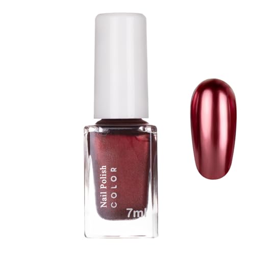 Metallic Nagellack Rot - Spiegelnagellack Effekt Schnelltrocknend Chrom - Quick Dry Metallischer Nagellack - Mirror Effekt Long Lasting Nail Polish Entfernen Kratzfest, Kein UV Nötig(Rot, 7ML) von Virellay