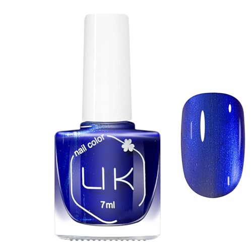 Nagellack Pearl Blau - 7ML Glizter Nagellack, Schnelltrocknender langanhaltender hochpigmentierter Aurora Blue Nail Polish - keine UV Lampe erforderlich für DIY Nageldesign (Pearl Blau) von Virellay