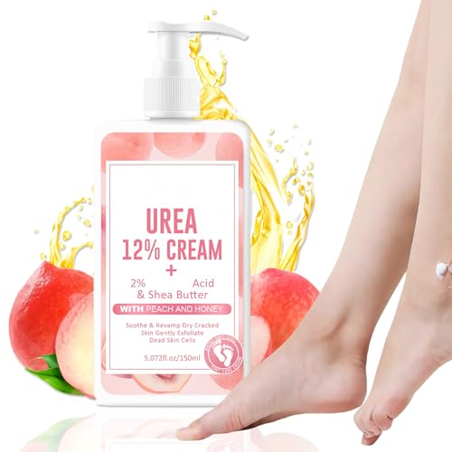 Pfirsich und Honig Fußcreme Trockene Füße - 150ml Urea Fusscreme 12 Prozent - Feuchtigkeit Handcreme für Sehr Trockene Hände - Nährt Urea Creme für Frauen Männer Tägliche Hautpflege von Virellay
