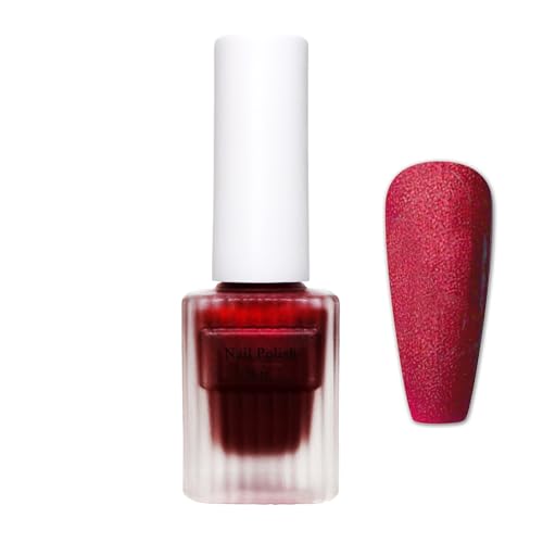 Rot Pearl Matte Nagellack - Glitter Schnelltrocknend & Langanhaltend ungiftige Nagellacke Ohne UV Lampe - Hochwertig Matt Shimmer Effect - Matte Nail Polish für Anfänger Nail Art (Rot Glitter, 12ML) von Virellay