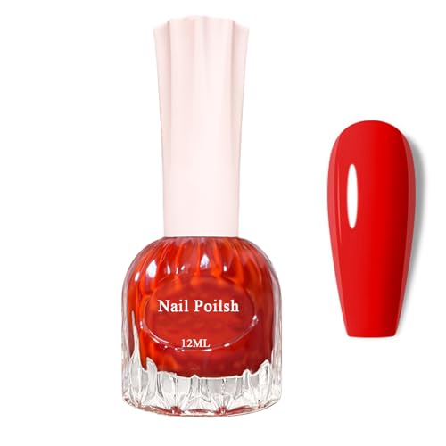 Rot Schnelltrocknender Nagellack Ohne UV Lampe - Ungiftig Nagellack Auf Wasserbasis - Red Nail Polish Langanhaltender Chip Resistant für Frauen DIY Nagelkunst Maniküre von Virellay
