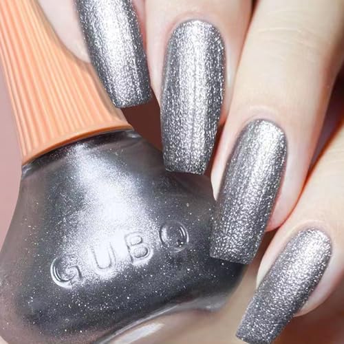 Schnell trocknend & Langanhaltend Glitzer Einfarbiger Nagellack - Silber Wasserbasierte Nagellacke für DIY Nageldesign - Ohne UV Lampe Nail polish - Quick Dry ungiftiger Nagellack (Silber 12ML) von Virellay
