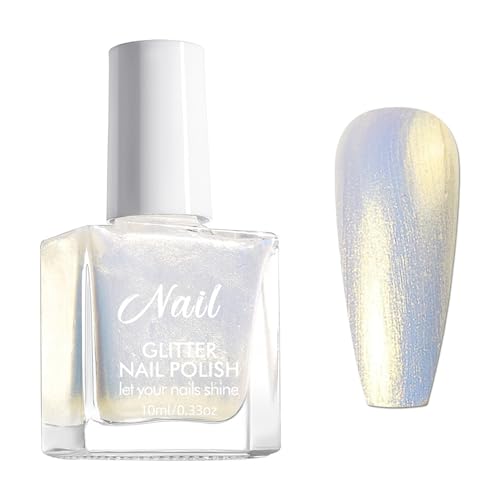 Schnelltrocknend Schimmer Nagellack - Wasserbasierte Gesund Nagellack Blau Aurora Farben - Chamäleon Nagelkunst Holographischer Nail Polish - Langanhaltender Shine Nail Art Polish(Blau, 10ML) von Virellay