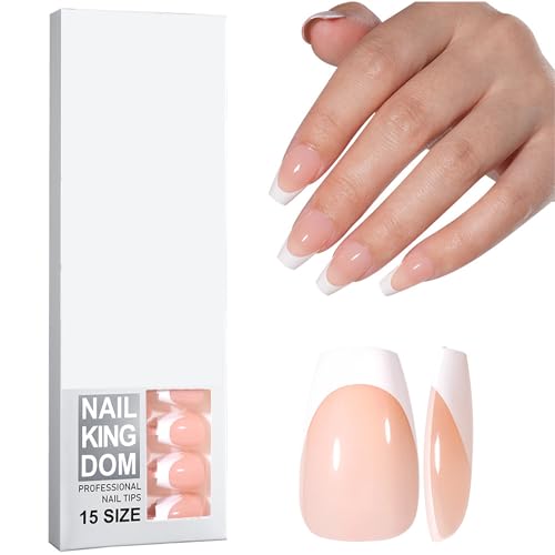 Virellay 120 Stück selbstklebende French Fake Nails - Square Almond Trapezoid Fake Nail - Full Coverage Nail Tip Fake Nails für Frauen und Mädchen (Pink) von Virellay
