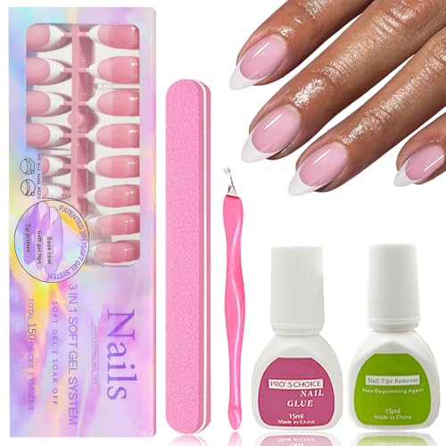 Virellay 150 pcs french Nails Zum Aufkleben für Frauen Nail Art DIY (Rosa French Mandel, 150 pcs) von Virellay