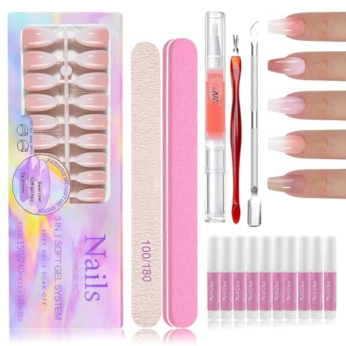 150 Stück Gradient Falsche Nägel Kit - 5 Farben Ombre Design Künstliche Fingernägel Zum Aufkleben - Full Cover Press on Nails für Frauen & Mädchen - Glossy Fake Nails für Maniküre DIY (Square) von Virellay
