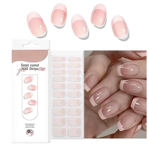 Virellay 20 Stück French Nude Rosa UV Gel Nagelfolie - Full Cover Gel Nail Stickers Pink - Hochwertig Long Lasting Gellack Wraps für Nagel -Nagelfolie Selbstklebend für Frauen Mädchen Nagelkunst von Virellay