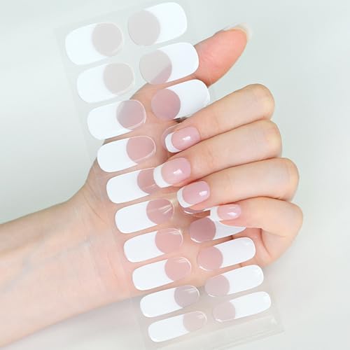 Virellay 22 Stück French Nagelfolie UV Gel Nagelfolie - Full Cover UV Gel Nagelfolie - Rosa & Weiß Nail Stickers -Nagelfolie Selbstklebend für Frauen Mädchen Nagelkunst von Virellay
