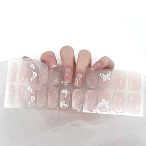Virellay 22 Stück Glitzer Rosa Nagelfolie UV Gel Nagelfolie - Full Cover Nagelfolie Selbstklebend - Nagelfolie Selbstklebend für Nail Art -UV Gel Nagelfolie für Frauen Mädchen Nagelkunst von Virellay
