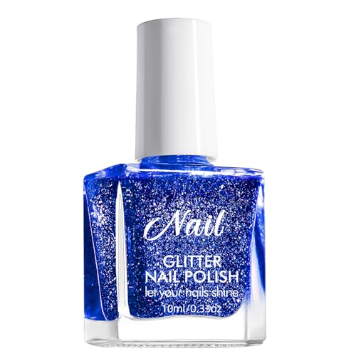 Virellay Glitzer Nagellack auf Wasserbasis Schnelltrocknender Nagellack für Frauen DIY (Blau Glitzer, 10 ML) von Virellay