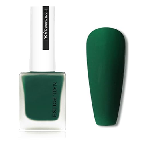 Virellay Grün Matte Nagellack, Dunkelgrün Schnelltrocknend & Langanhaltend ungiftige Nagellacke Ohne UV-Lampe, Hochwertig Nagellack Matt Effect, Matte Nail Polish für Anfänger DIY Nail Art von Virellay