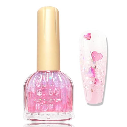 Virellay Nagellack Klar Glitzer, Glitzer Nagellack Durchsichtig auf Wasserbasis Ohne UV Lampe, Klarlack Langanhaltender Schnelltrocknender für Frauen DIY zu Hause, 10 ML (Klar Rosa Glitzer, 10 ML) von Virellay