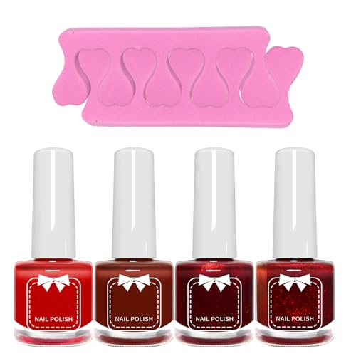 Virellay Nagellack Set - Quick Dry Nail Polish - Glitzer Nagellack (Red Series, 4 Pcs) von Virellay