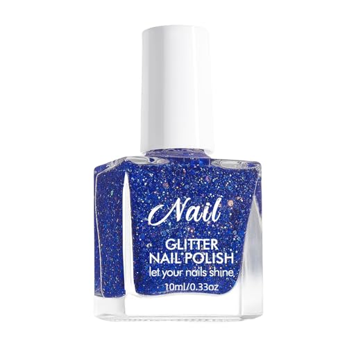 Virellay Nagellack auf Wasserbasis - Reflective Nagellack Glitzer - Shiny Glossy Nail Polish (Deep Blue, 10 Ml) von Virellay