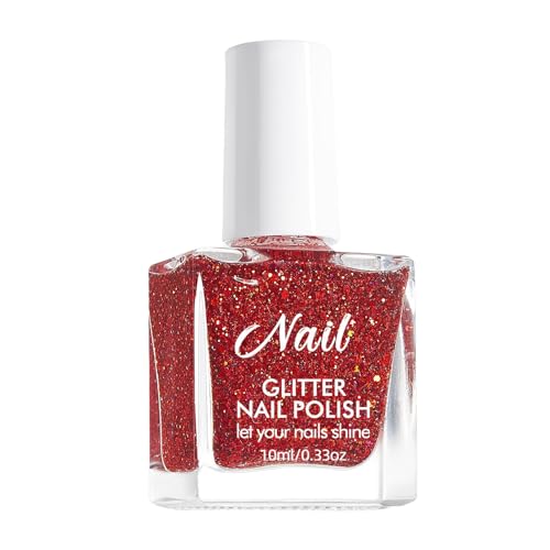 Virellay Nagellack auf Wasserbasis - Reflective Nagellack Glitzer - Shiny Glossy Nail Polish (Red, 10 Ml) von Virellay