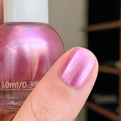 Virellay Perlmutt Nagellack - Schimmernder Glitter Nail Polish - Schnelltrocknender Nagellack,10ml (Pink, 10 Ml) von Virellay