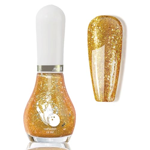 Virellay Schnelltrocknend Gold Glitzer Nagellack - peel off Ungiftig langanhaltend Nail Polish auf Wasserbasis für Vegetarier geeignet - ohne uv lampe ideal für DIY Nagellack weihnachten art (12 ml) von Virellay