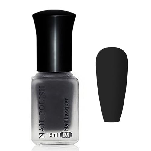Virellay Schwarzr Matte Nagellack, Schnell Trocknende Langanhaltender Nagellack Schwarz Matt, Hochpigmentierter Samtlack Nail Polish, Frauen DIY Nagelkunst Maniküre 6ML (Schwarz, 6 ml) von Virellay