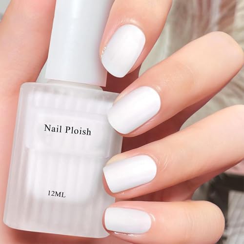 Weiß Matte Nagellack - Schnelltrocknend & Langanhaltend ungiftige Regulärer Nagellacke Ohne UV-Lampe - Hochwertig Matt Effect - White Matte Nail Polish für Anfänger DIY Nail Art (Weiß, 12ML) von Virellay