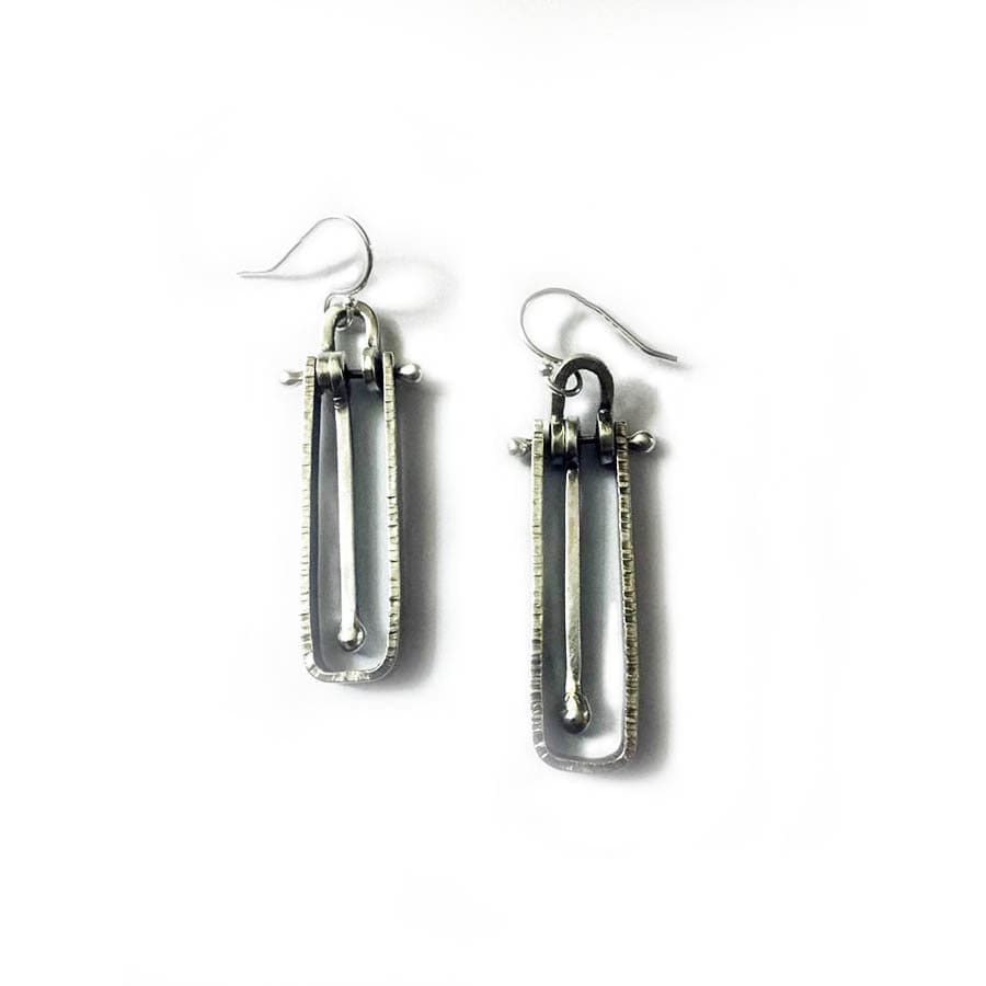 Rechteckige Ohrringe Aus Sterling Silber Mit Beweglichen Pendeln von VirginiaStevensDsgns