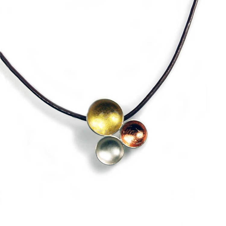 sterling Silber Drei Tassen Anhänger Mit Kupfer Und Blattgold von VirginiaStevensDsgns