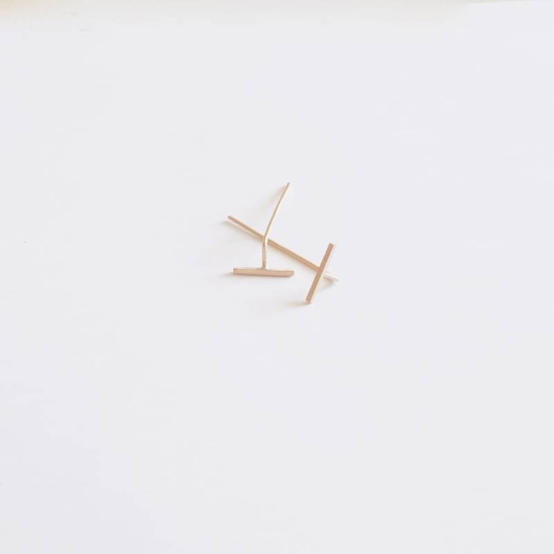Bar Ohr Gewinde Ohrring 11 Mm Linie Dash Stud Skinny Sterling Silber Lange Post Kupfer Messing Ohrringe Gelbgold Fill 0122 von VirginiaWynne