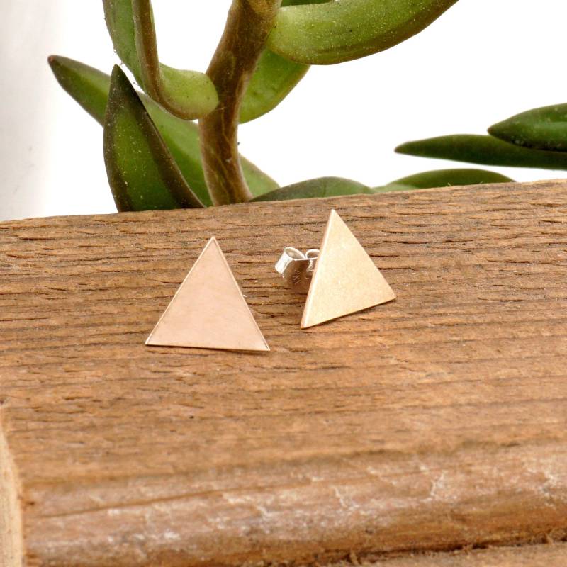 Große 11 Mm Dreieck Ohrstecker 14K Gold Sterling Silber Messing 0009 von VirginiaWynne