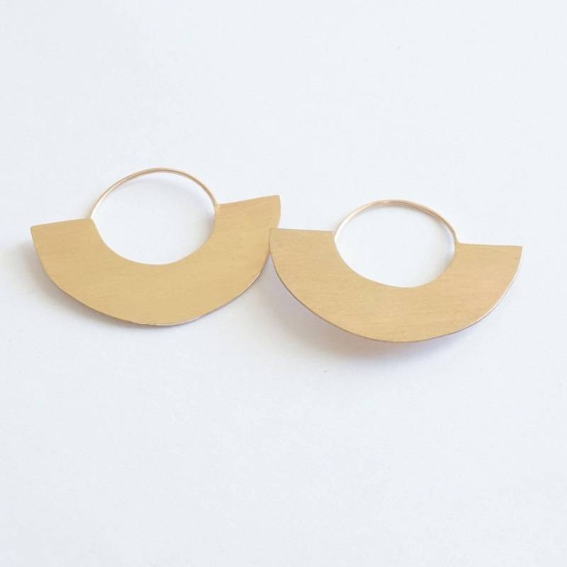 Halbkreis U Ohrring Mit Ohrdraht Halbmond Creolen Sterling Silber 14K Gold Minimal Simple Style 0271 von VirginiaWynne