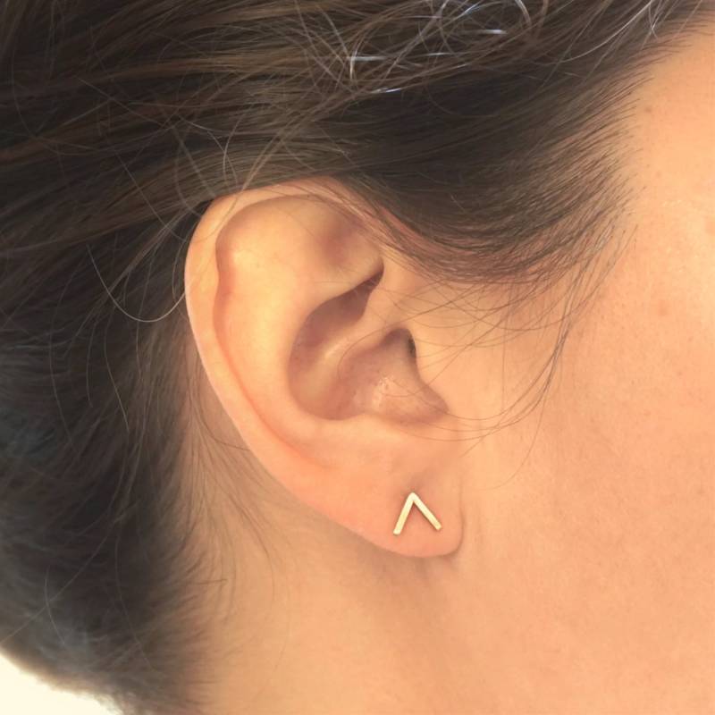 V Ohrstecker Geometrisch Chevron 925 Silber Messing 14K Gold 6, 5 Mm 7, 5 Pfeil Ohrhänger Punkt Minimalist 0257 von VirginiaWynne