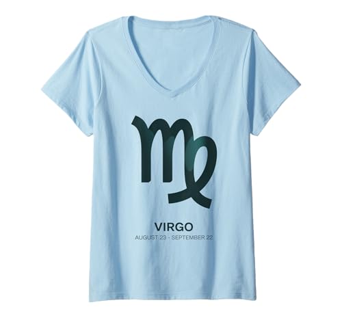 Damen Geschenk für Jungfrau Astrologie Symbol Sternzeichen Design Horoskop T-Shirt mit V-Ausschnitt von Virgo Store