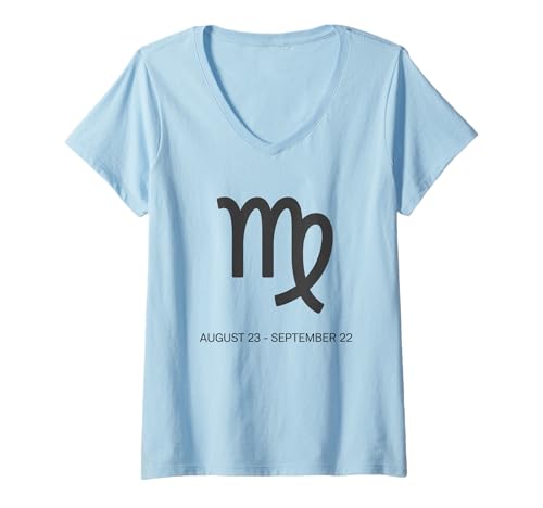 Damen Geschenk für Jungfrau Astrologie Symbol Sternzeichen Design Horoskop T-Shirt mit V-Ausschnitt von Virgo Store