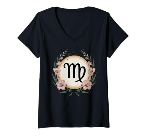 Damen Jungfrau Geschenk für Frauen Sternbild Astrologie Sternzeichen T-Shirt mit V-Ausschnitt von Virgo Store