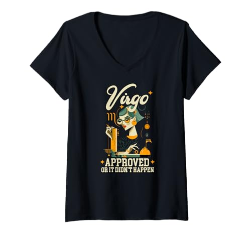 Damen Virgo Zodiac Approved Or It Didnt Happen T-Shirt mit V-Ausschnitt von Virgo Zodiac Astrology Star Sign Earth Element