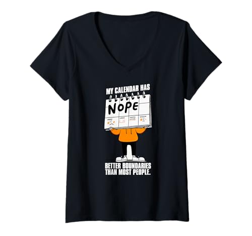 Damen Virgo Zodiac My Calendar Has Nope Better Boundaries T-Shirt mit V-Ausschnitt von Virgo Zodiac Calendar Nope Boundaries logy