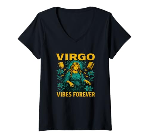 Damen Virgo Vibes Forever Astrologie Sternzeichen Jungfrau Horoskop T-Shirt mit V-Ausschnitt Damen Virgo Vibes Forever Astrologie Sternzeichen Jungfrau Horoskop T-Shirt mit V-Ausschnitt von Virgo Zodiac Sign Astrology Horoscope Earth Energy