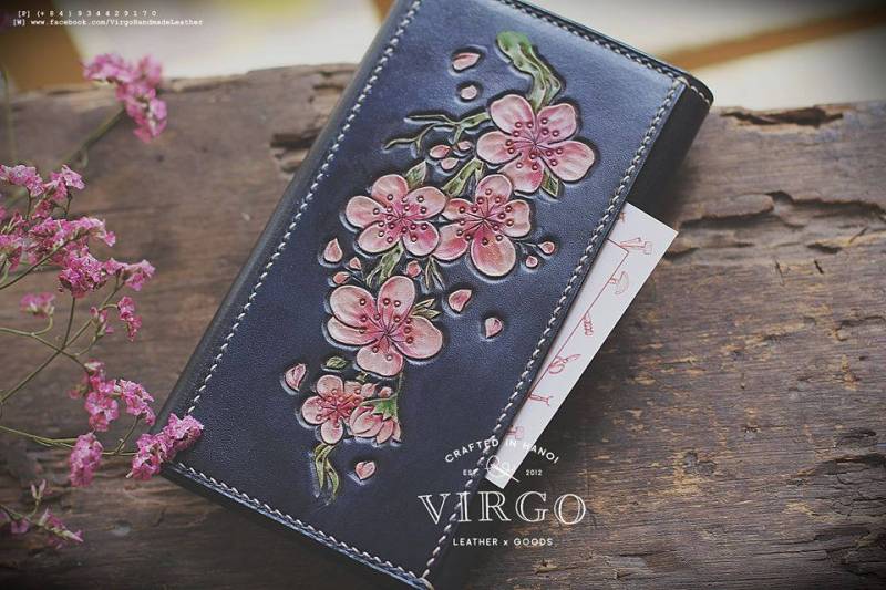 Pink Blossom Handgeschnitztes Iphone Portemonnaie Für Frauen von VirgoHandmadeLeather