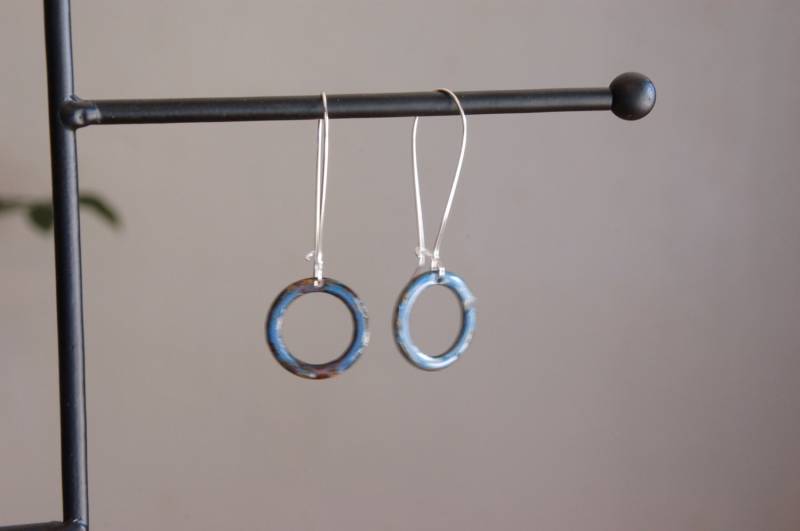 Ohrringe - Blue Circle Emailliert Ohrringe - Blue Circle Emailliert von VirgoRisingMetal