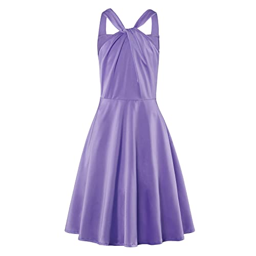 Viriber Kleider für mädchen Sommer Neckholder Kleid Off Shoulder Mädchen Party festliches Kleid mädchen kalte Schaukel Cassual formelle Taufkleid,lila,9-10Jahre von Viriber