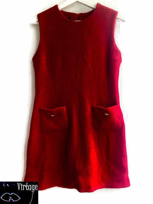 00S Shiftdress Kookai Rot Schnalle Ärmellos Zip Back Size 3 von VirtageVintage