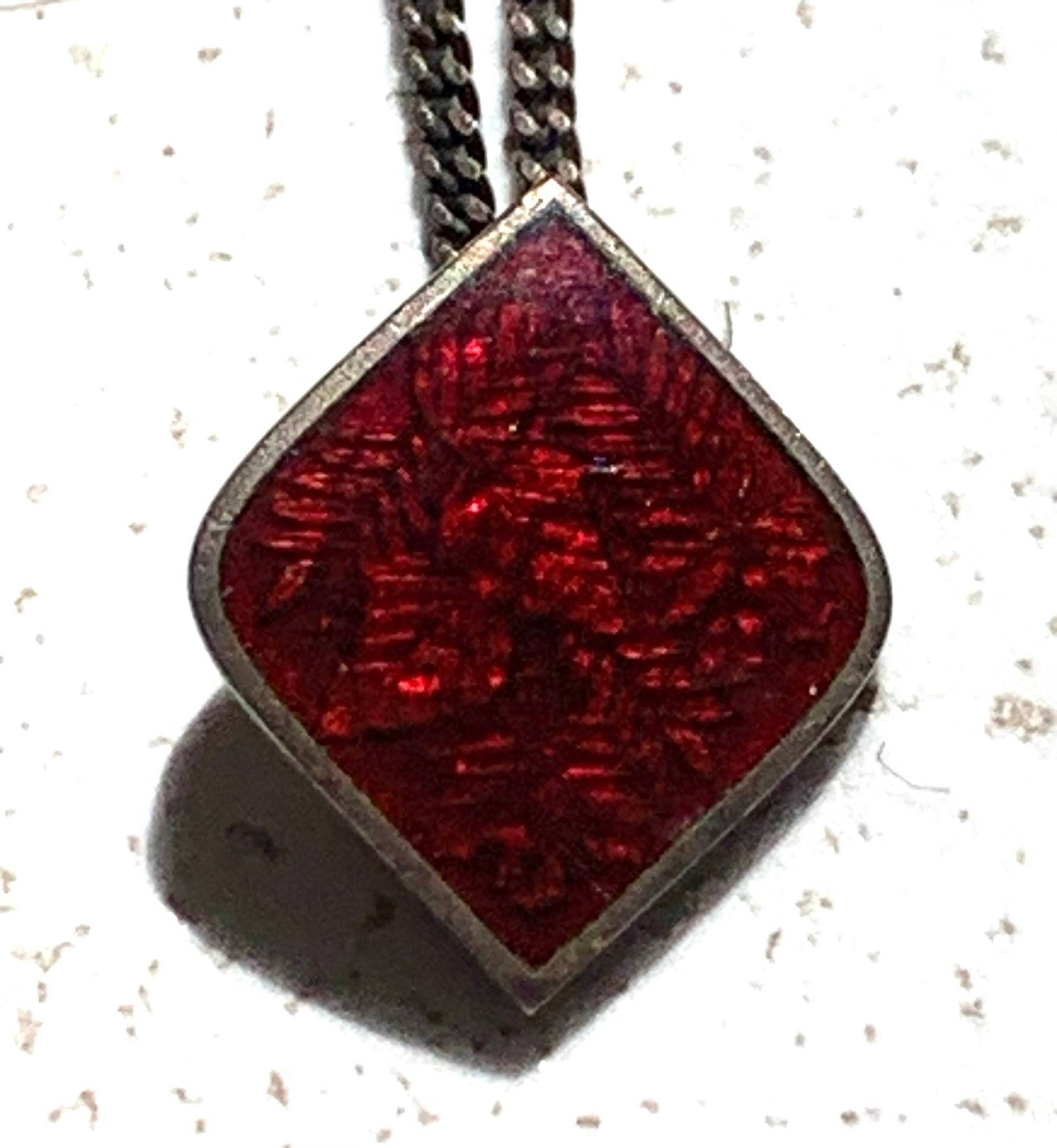 Halskette Anhänger Halbedelstein Rot Silber Kette von VirtageVintage